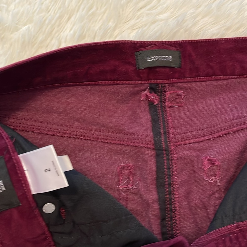 Express Skinny Dark Purple / Maroon Velvet feel Pants - Picture 3 of 4